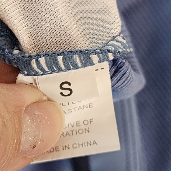 Rotita Periwinkle Ribbed Poly Elastane Contrast V Bowknot Short Tankini Set Sz S - Picture 16 of 16